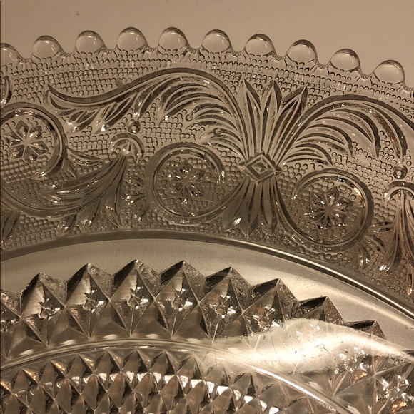 CUT GLASS ROUND SERVING PLATTER • VINTAGE • 11.5” - Picture 3 of 7